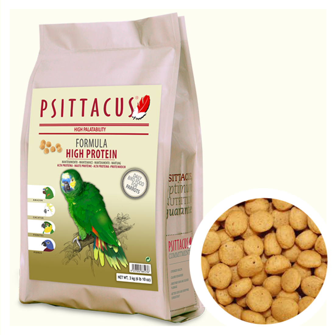 Psittacus Food, Psittacus High Protein, Conure Food, Amazon Food