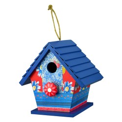 Blue Patchwork Bird House 