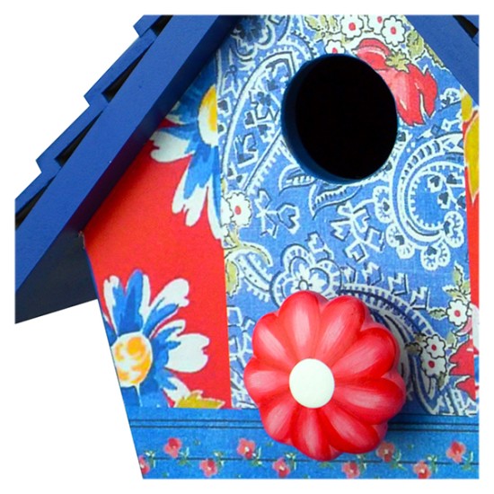 Blue Patchwork Bird House